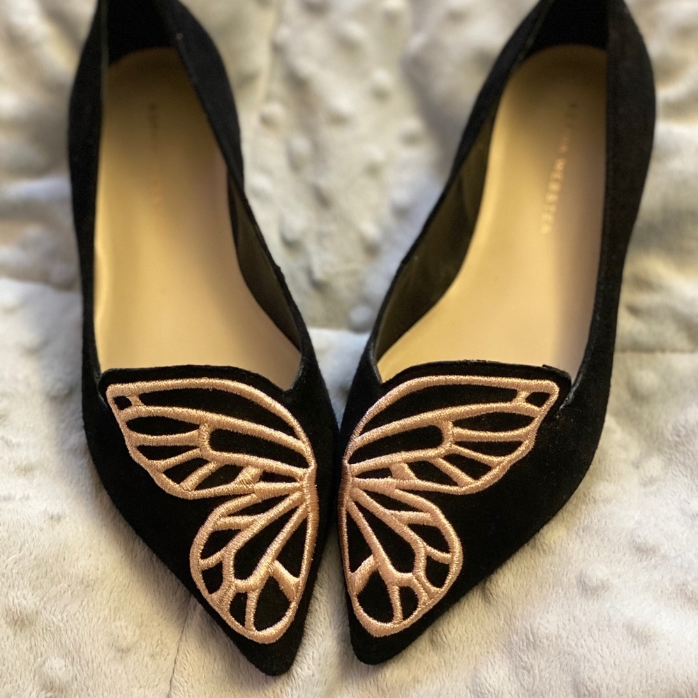 Butterfly Flat Black Rose | Sophia Webster size 35